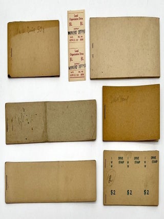 Archive of 22 Industrial Workers of the World stamp booklets, along with loose sheets of stamps and loose stamps