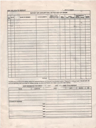 Blank IWW Delegate's Report
