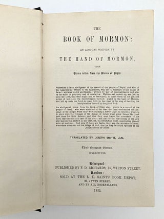 The Book of Mormon: An Account Written by the Hand of Mormon, Upon Plates taken from the Plates of Nephi