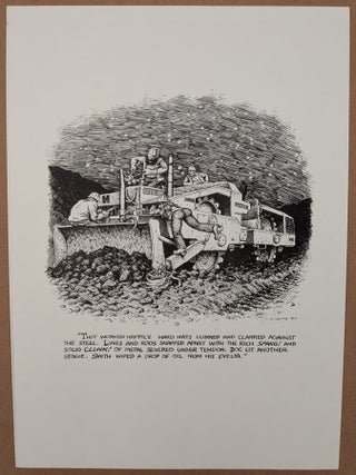 Item #70653 The Monkey Wrench Gang Print: “They worked happily…” [The Whole Gang sabotaging...