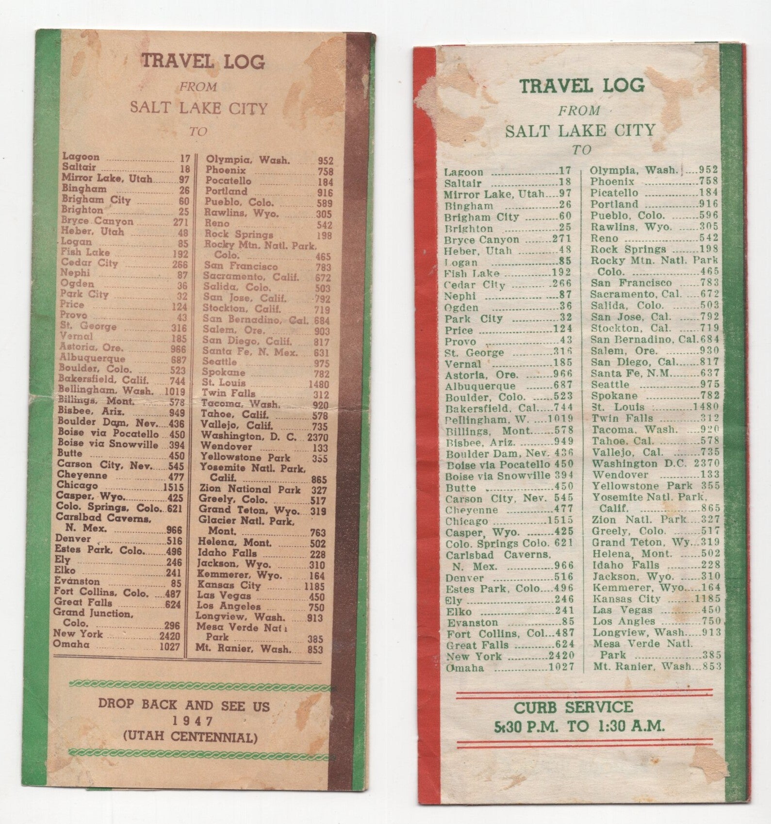 Two Souvenir Menus from Pete Harman's Do Drop Inn Cafe. The Birthplace ...
