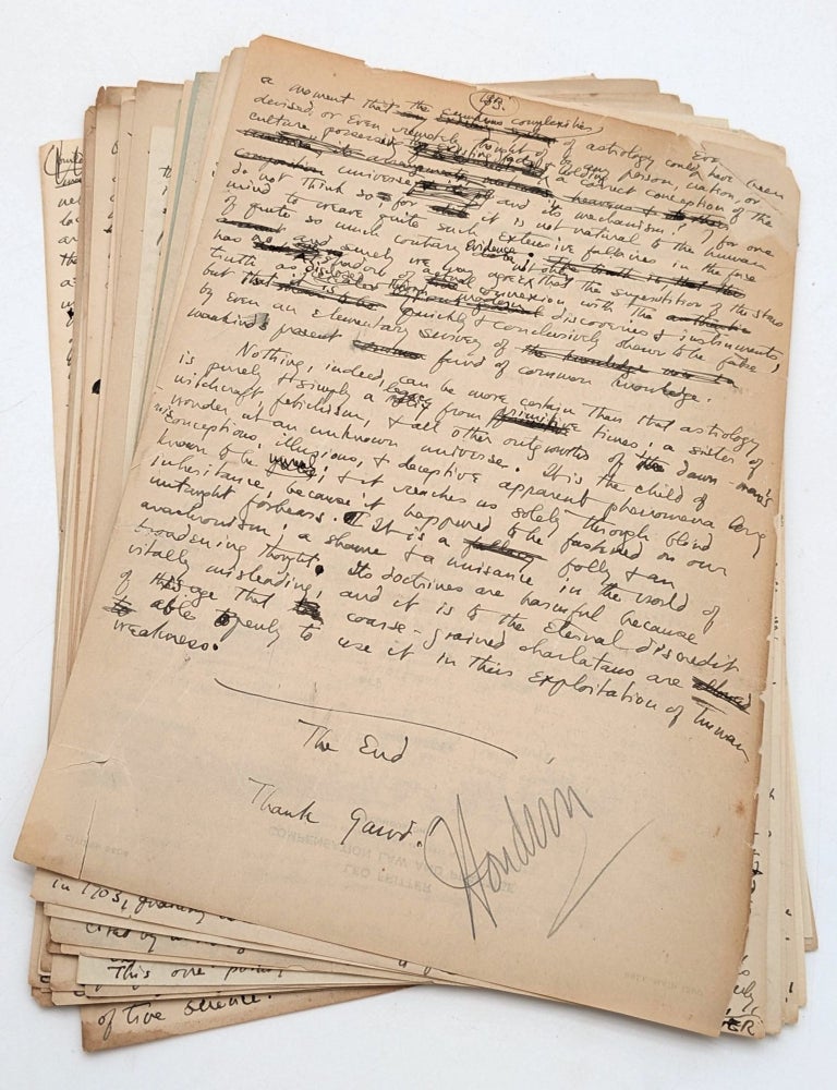Original partial autograph manuscript draft for "The Cancer of Superstition". H. P. . Harry Houdini Lovecraft, THE, Howard Phillips, C. M. Eddy Jr.