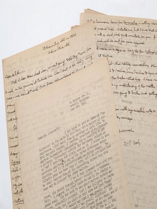Original partial autograph manuscript draft for "The Cancer of Superstition" [twenty-three hand-numbered leaves present: 16, 18, 24&ndash;26, 26b, and 27&ndash;43] written across the versos of recycled incoming correspondence.