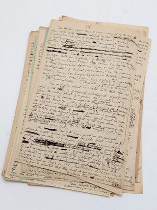 Original partial autograph manuscript draft for "The Cancer of Superstition" [twenty-three hand-numbered leaves present: 16, 18, 24&ndash;26, 26b, and 27&ndash;43] written across the versos of recycled incoming correspondence.