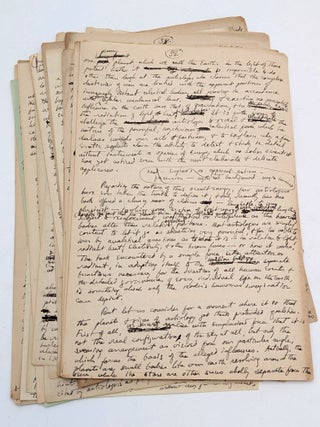 Original partial autograph manuscript draft for "The Cancer of Superstition" [twenty-three hand-numbered leaves present: 16, 18, 24&ndash;26, 26b, and 27&ndash;43] written across the versos of recycled incoming correspondence.