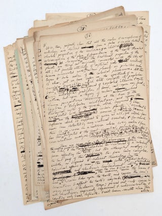 Original partial autograph manuscript draft for "The Cancer of Superstition" [twenty-three hand-numbered leaves present: 16, 18, 24&ndash;26, 26b, and 27&ndash;43] written across the versos of recycled incoming correspondence.