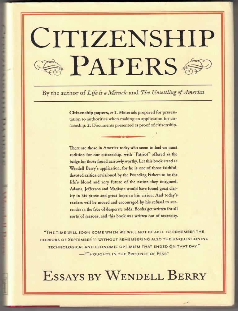 Item #72233 Citizenship Papers. Wendell Berry.