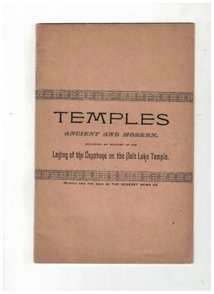 Item #8545 Temples. Descriptive and Historical Sketches of Ancient and Modern Edifices. Sjodahl,...